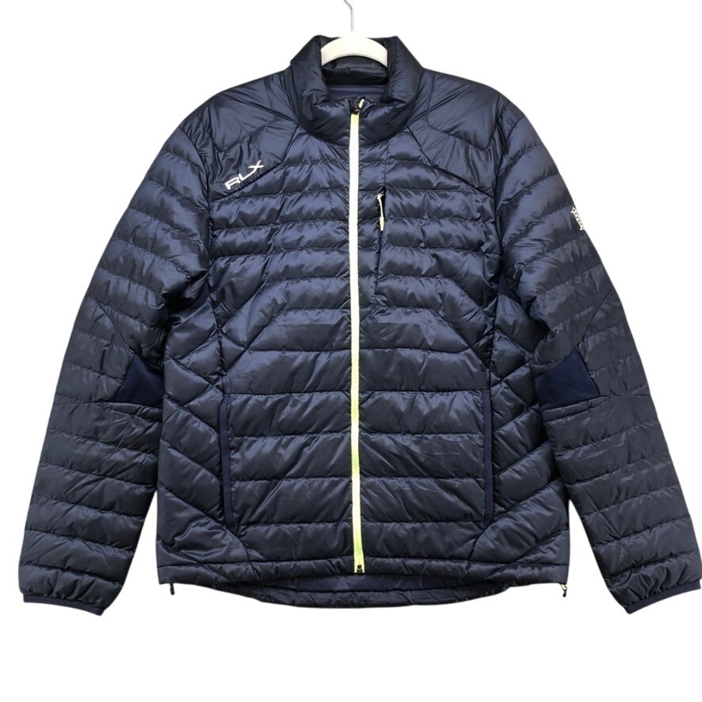 RLX Ralph Lauren Puffer Jacket Mens Medium Navy Blue Water Repellent Quilted